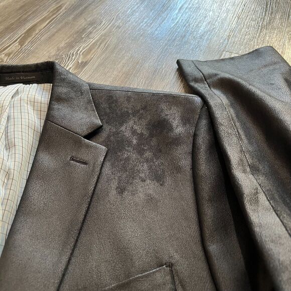 Ralph Lauren Faux Leather Sport Coat Black Blazer Jacket Mens 42R - Picture 10 of 11